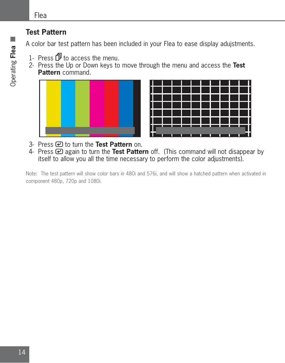 Flea, Test pattern | Algolith C3012-8001-200 User Manual | Page 14 / 32