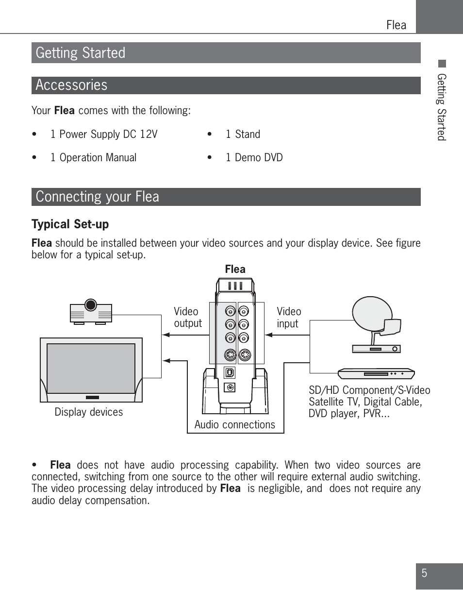 Getting started accessories, Connecting your flea | Algolith C3012-8001-200 User Manual | Page 5 / 32
