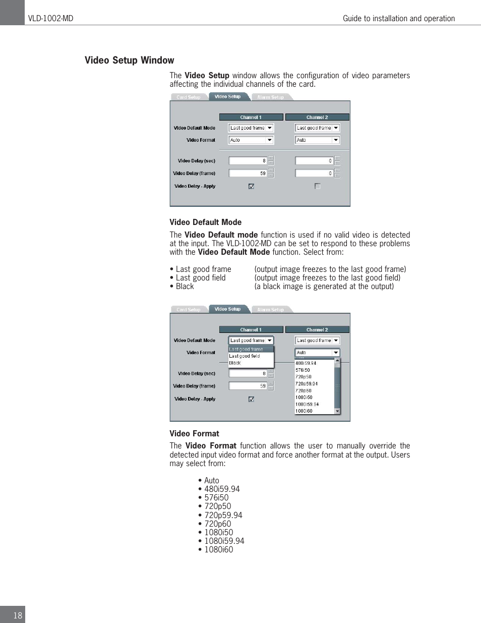 Algolith Dual SD/HD Video Delay VLD-1002-MD User Manual | Page 18 / 30