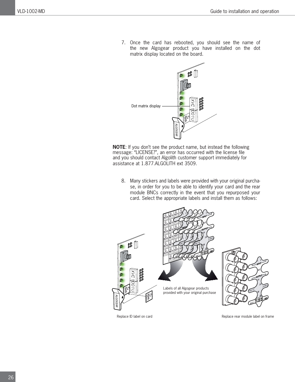 Dot matrix display, Xvc1001u | Algolith Dual SD/HD Video Delay VLD-1002-MD User Manual | Page 26 / 30