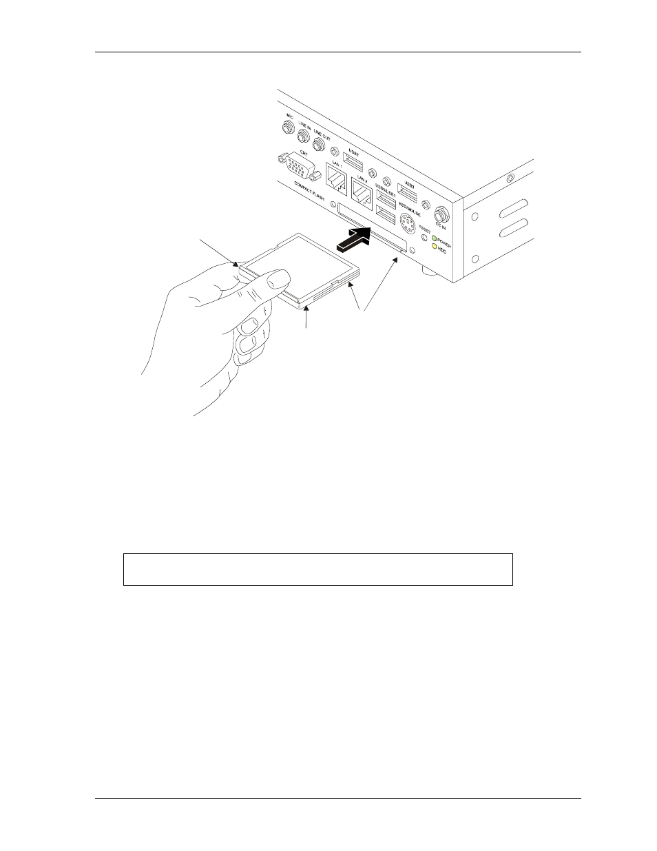 Removing the compact flash card, Figure 2-2. installing compact flash card | Ampro Corporation Ampro ReadySystem 1U User Manual | Page 13 / 40