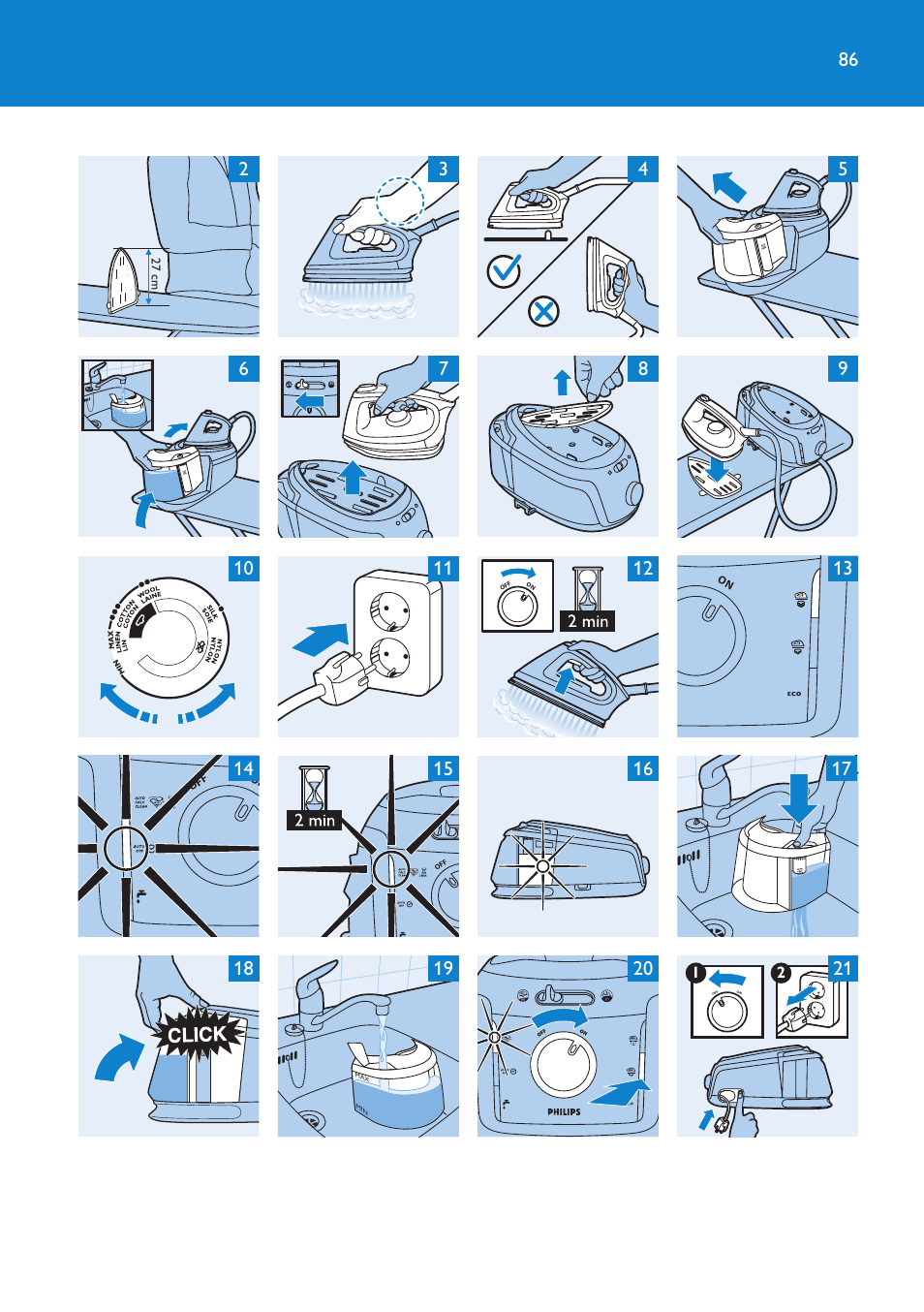 Philips IntelliCare Centrale vapeur haute pression User Manual | Page 86 / 88