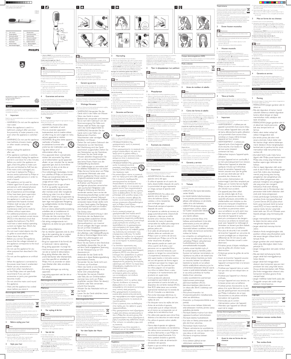 Philips Lisseur User Manual | 2 pages