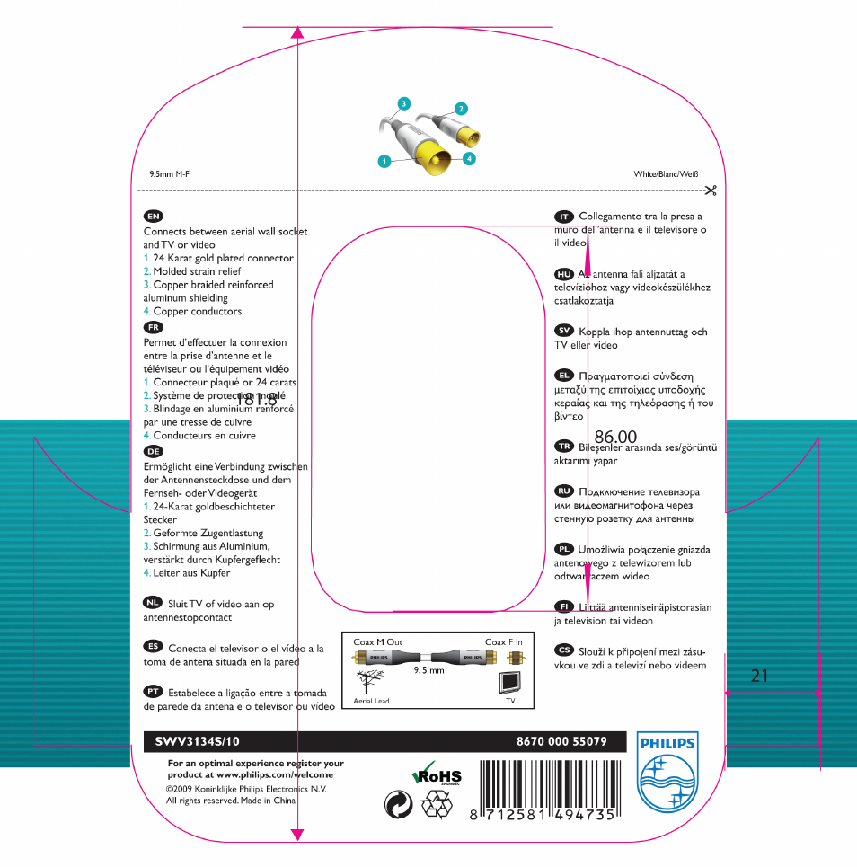 Philips Câble coaxial PAL User Manual | 1 page