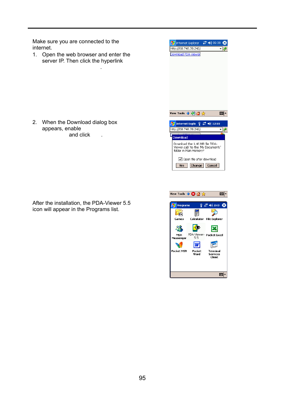 To install pda viewer from the internet | AVerMedia Technologies NV 6000 EXP User Manual | Page 104 / 120