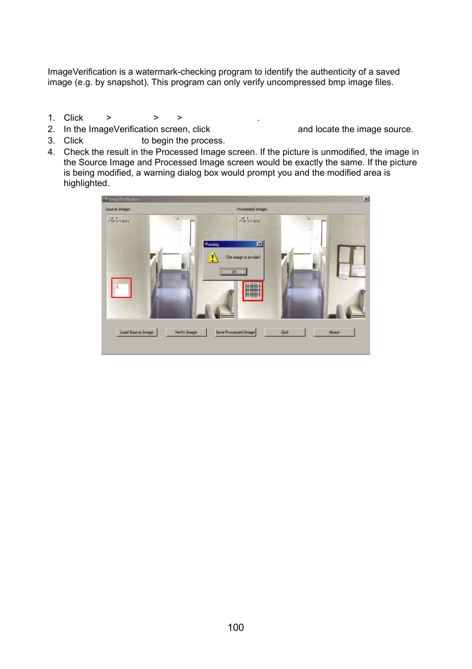 Chapter 9 image verification, 1 to run the imageverification program, Chapter 1 | Chapter 9, Image verification, To run the imageverification program | AVerMedia Technologies NV 6000 EXP User Manual | Page 109 / 120