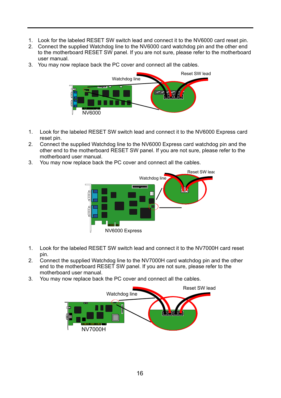 2 connecting the watchdog line to nv6000, 3 connecting the watchdog line to nv6000 express, 4 connecting the watchdog line to nv7000h | Connecting the watchdog line to nv6000, Connecting the watchdog line to nv6000 express, Connecting the watchdog line to nv7000h | AVerMedia Technologies NV 6000 EXP User Manual | Page 25 / 120