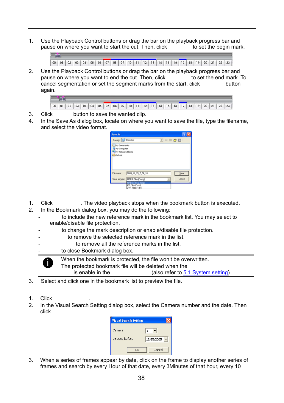 9 to bookmark a section of the video, 10 to search using the visual search, To bookmark a section of the video | To search using the visual search, Chapter 4.8, Chapter 4.9, Chapter 4.10 | AVerMedia Technologies NV 6000 EXP User Manual | Page 47 / 120