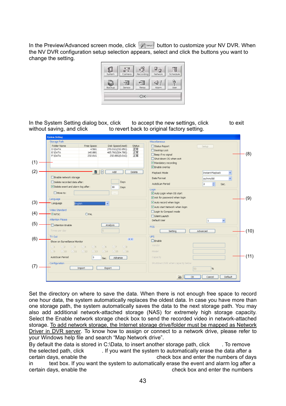 Chapter 5 customizing the nv dvr system, 1 system setting, Chapter 5 | Customizing the nv dvr system, System setting, Stem settings. (see also | AVerMedia Technologies NV 6000 EXP User Manual | Page 52 / 120