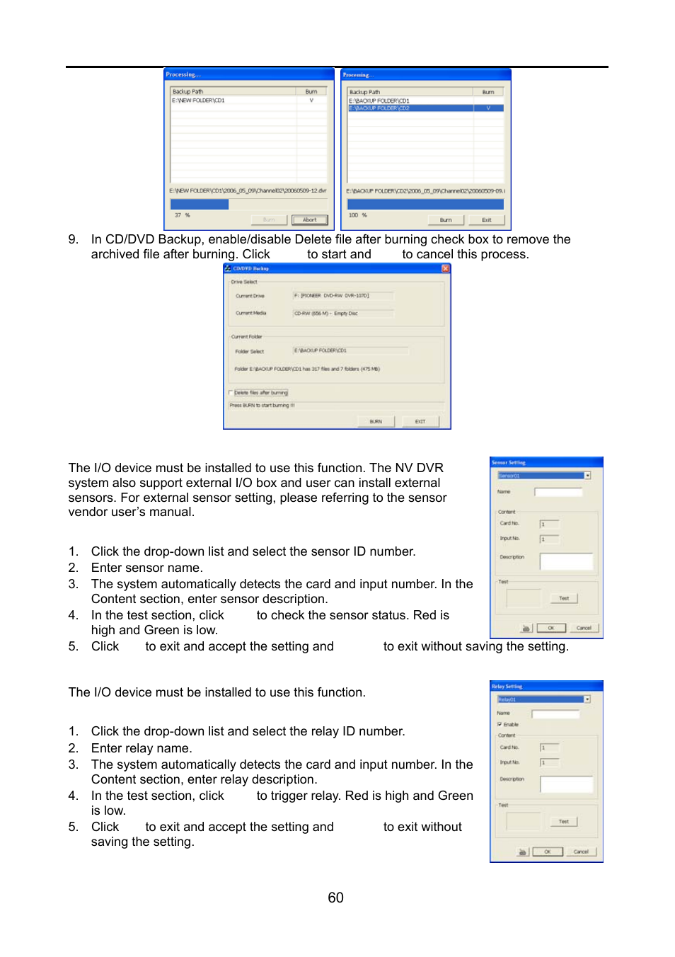 Sensor setting, Relay setting | AVerMedia Technologies NV 6000 EXP User Manual | Page 69 / 120