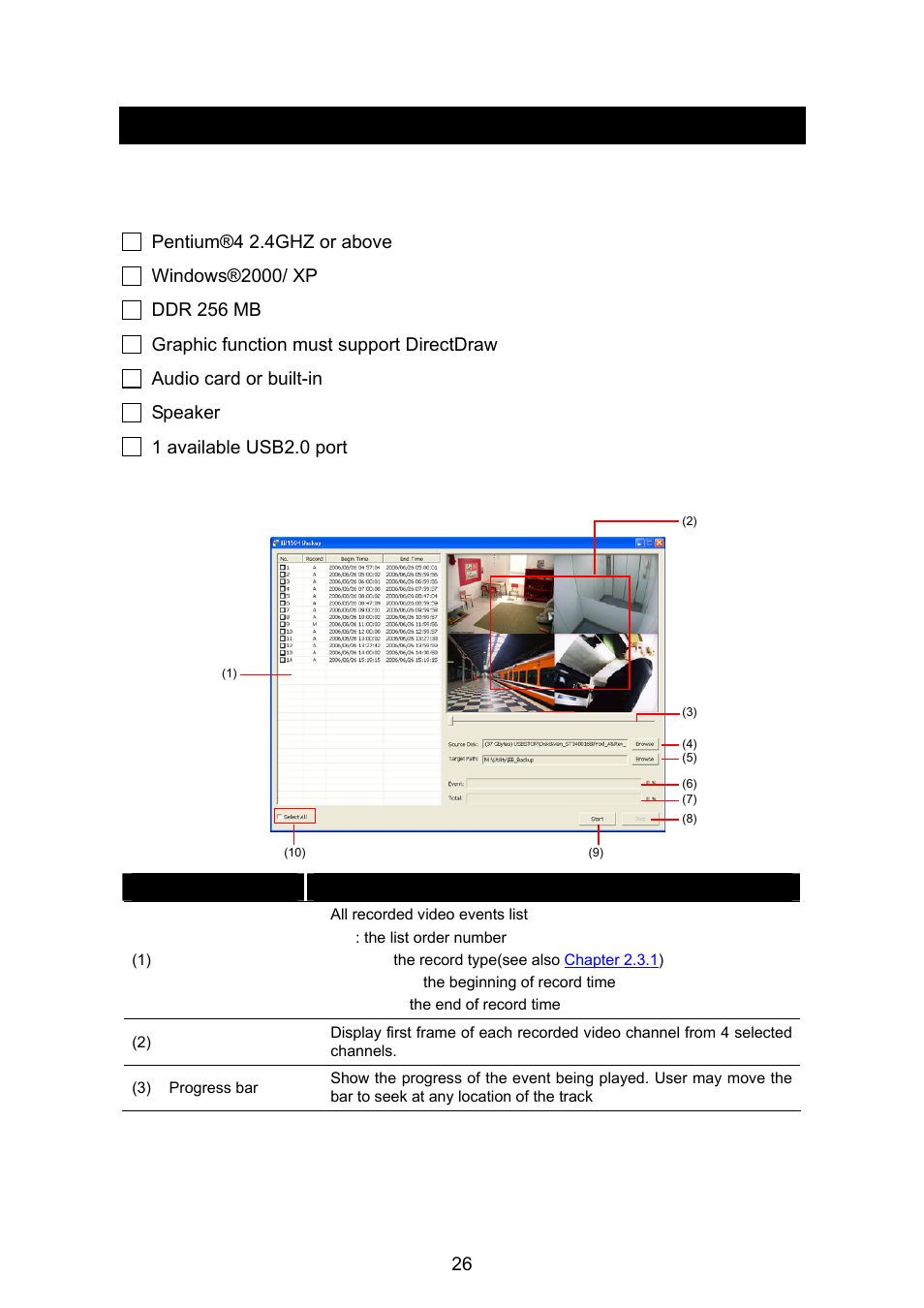 Chapter 5, Backup recorded video file, Recommended system requirements | Familiarizing with hdd backup application, Chapter 5 backup recorded video file, 1 recommended system requirements, 2 familiarizing with hdd backup application | AVerMedia Technologies EB1504 User Manual | Page 30 / 37