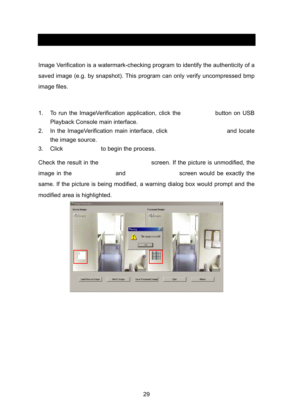 Chapter 6, Imageverification, To run the imageverification | Chapter 6 imageverification, 1 to run the imageverification | AVerMedia Technologies EB1504 User Manual | Page 33 / 37