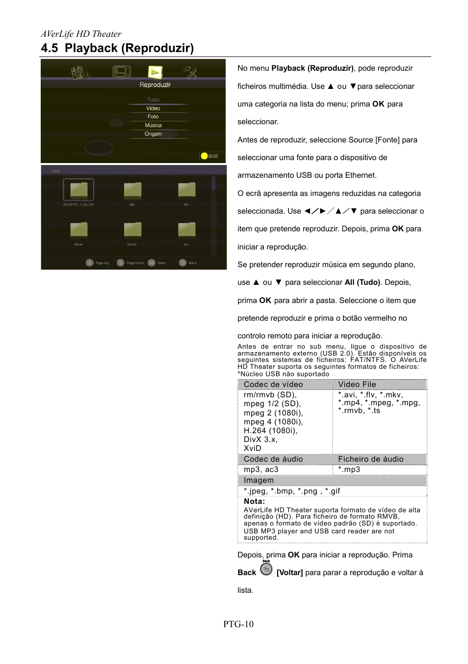 Playback (reproduzir), 5 playback (reproduzir) | AVerMedia Technologies AVerLife HD Theater A211 User Manual | Page 76 / 96
