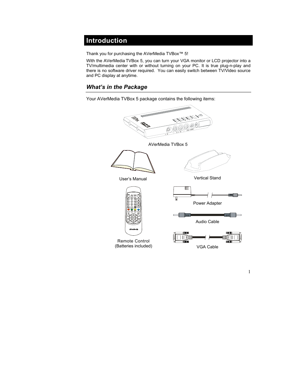 Introduction | AverMedia TVBox-5 User Manual | Page 4 / 20