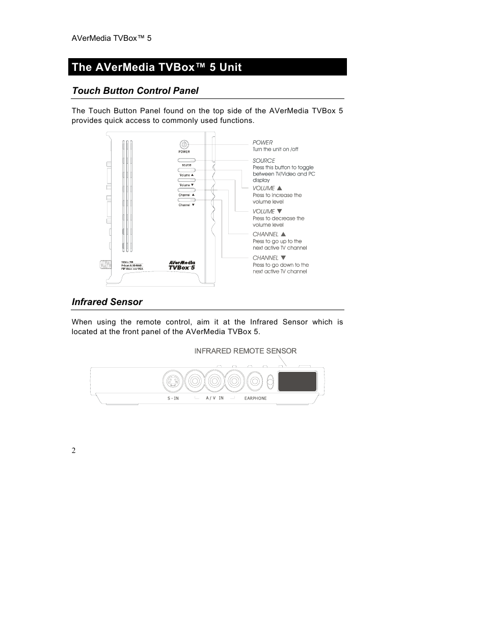 The avermedia tvbox™ 5 unit | AverMedia TVBox-5 User Manual | Page 5 / 20