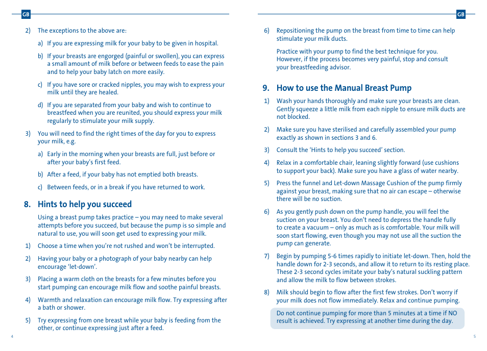 Hints to help you succeed, How to use the manual breast pump | Philips AVENT Tire-lait manuel User Manual | Page 5 / 25