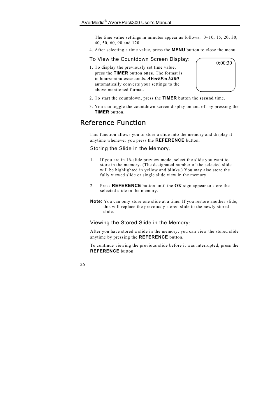 Reference function | AVerMedia Technologies AverEPack300 User Manual | Page 30 / 38