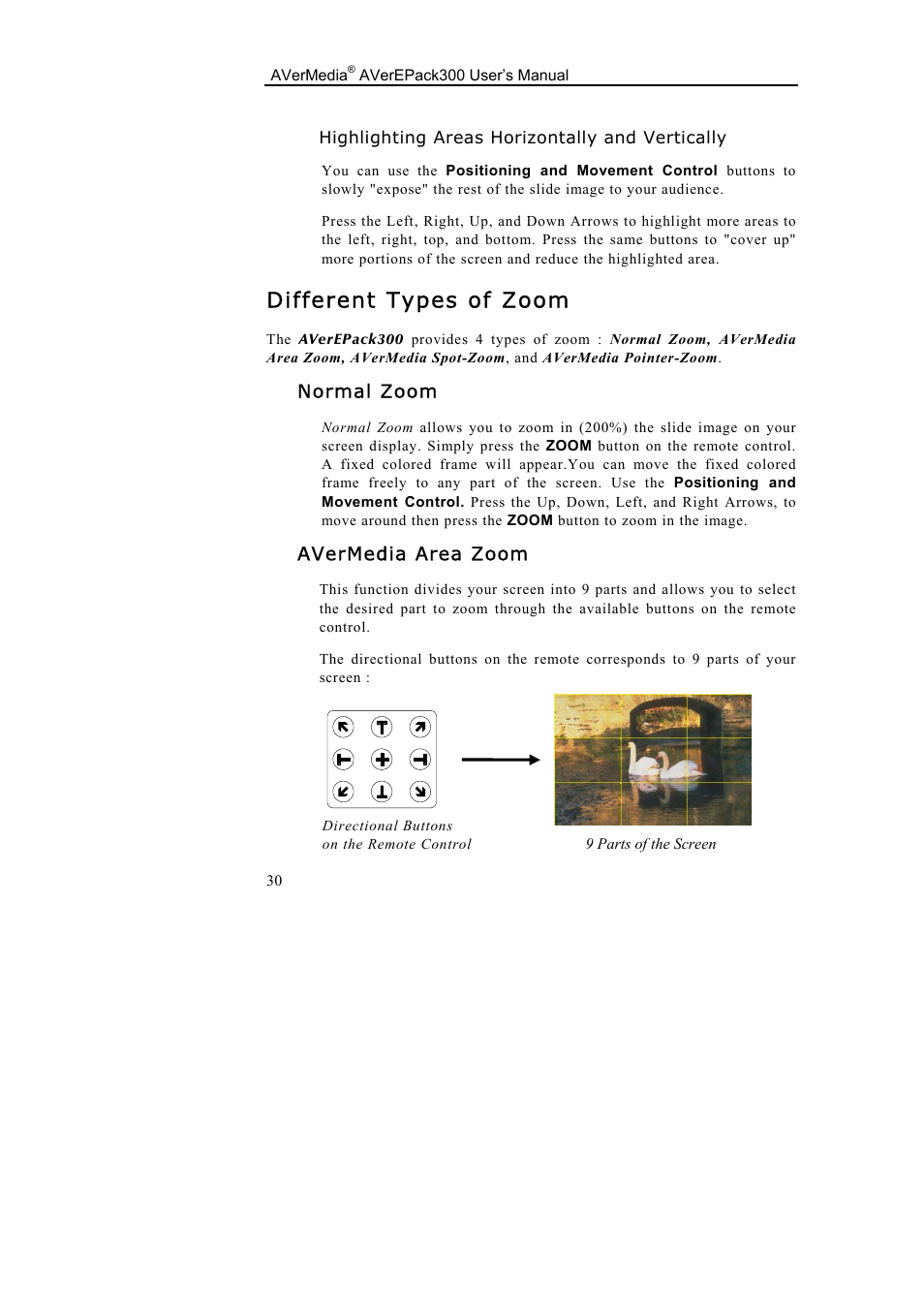 Different types of zoom | AVerMedia Technologies AverEPack300 User Manual | Page 34 / 38