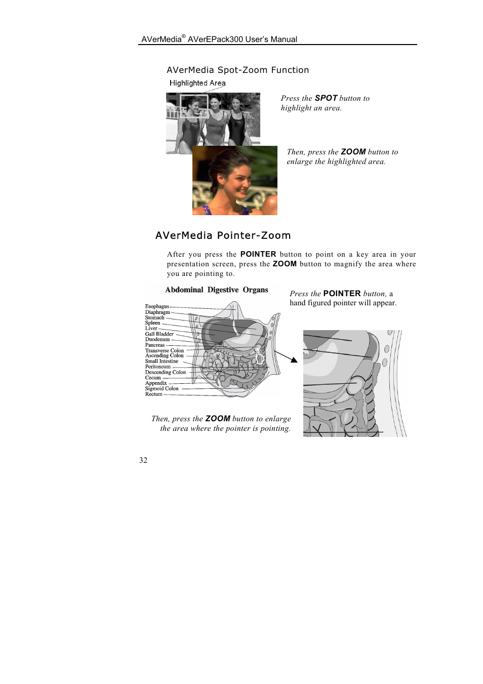Avermedia pointer-zoom | AVerMedia Technologies AverEPack300 User Manual | Page 36 / 38