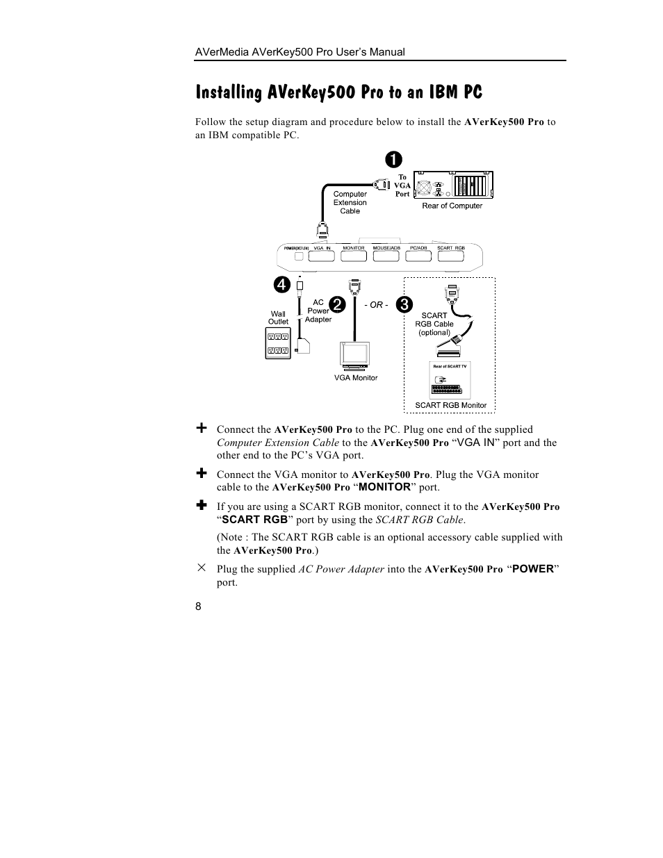 Installing averkey500 pro to an ibm pc | AVerMedia Technologies 500 User Manual | Page 11 / 37