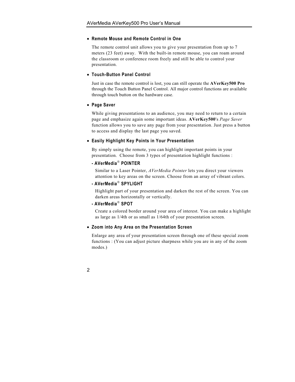 AVerMedia Technologies 500 User Manual | Page 5 / 37