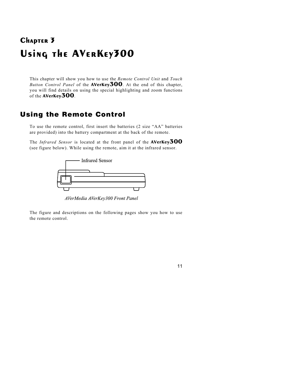 Using the averkey300, Chapter 3, Using the remote control | AVerMedia Technologies AVerKey300 User Manual | Page 14 / 32