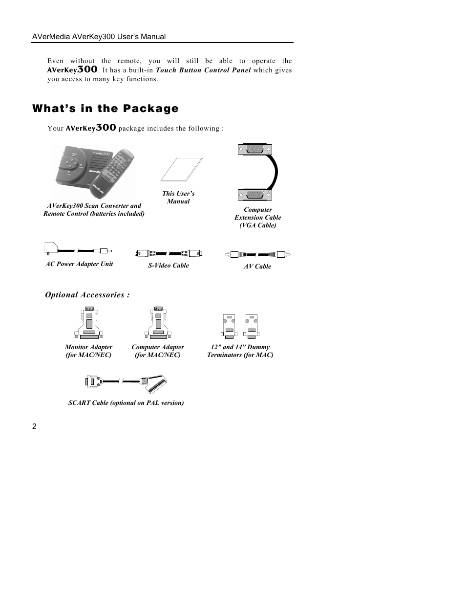 What’s in the package | AVerMedia Technologies AVerKey300 User Manual | Page 5 / 32