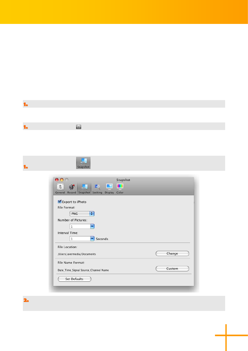 Image capture, Capture a tv/video image, Multiple image sequence capture | AVerMedia Technologies AverTV for Mac 2 User Manual | Page 44 / 51