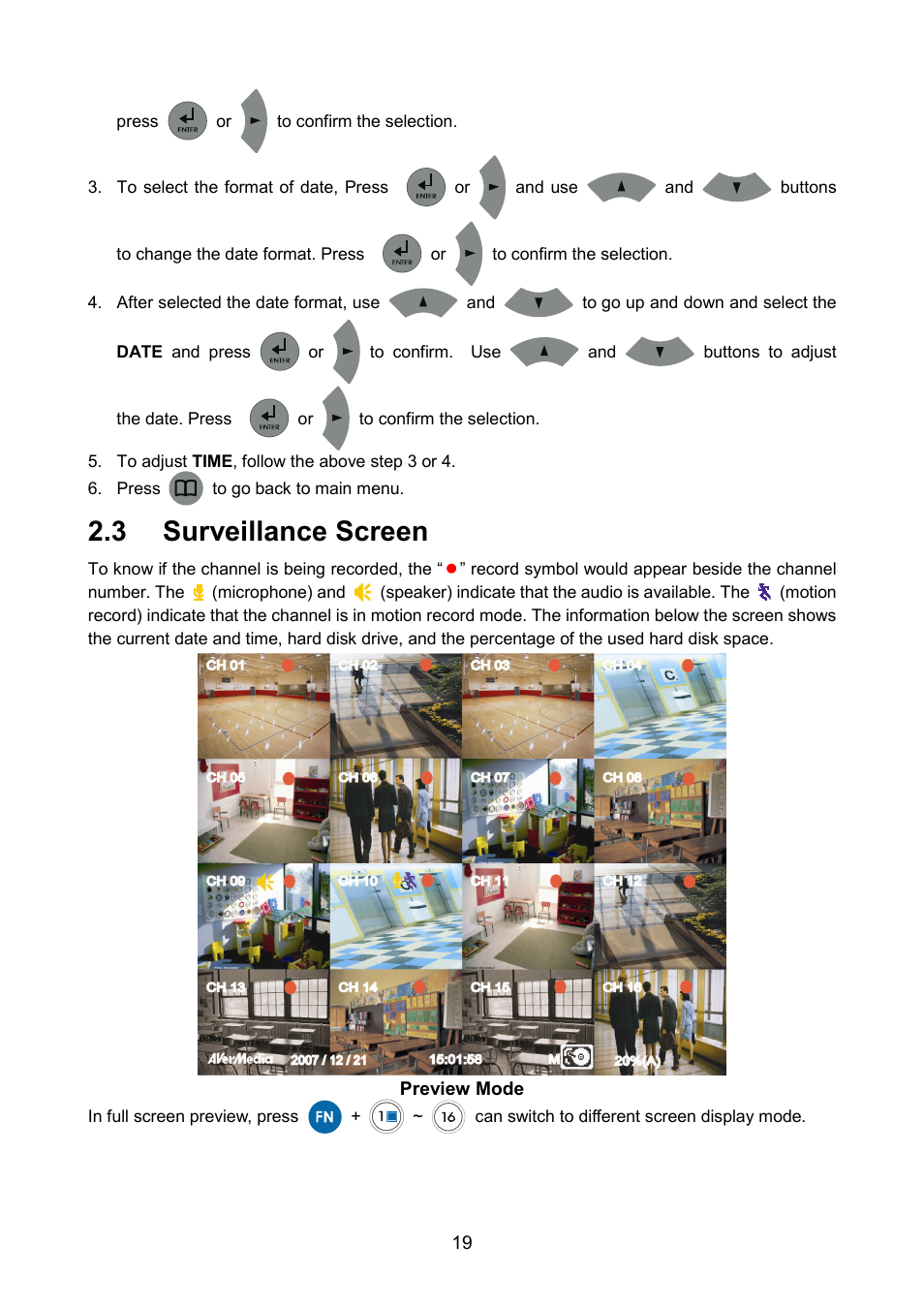 3 surveillance screen | AVerMedia Technologies AVERDIGI EB5416DVD User Manual | Page 25 / 79