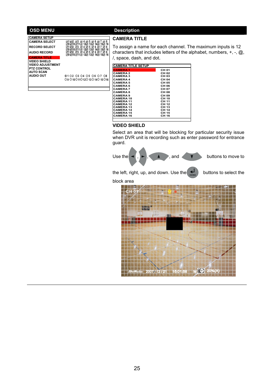 Osd menu description | AVerMedia Technologies AVERDIGI EB5416DVD User Manual | Page 31 / 79