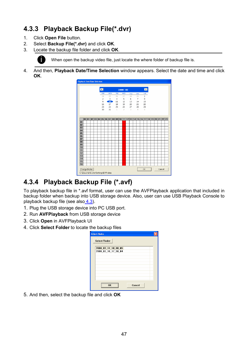 3 playback backup file(*.dvr), 4 playback backup file (*.avf) | AVerMedia Technologies AVERDIGI EB5416DVD User Manual | Page 53 / 79