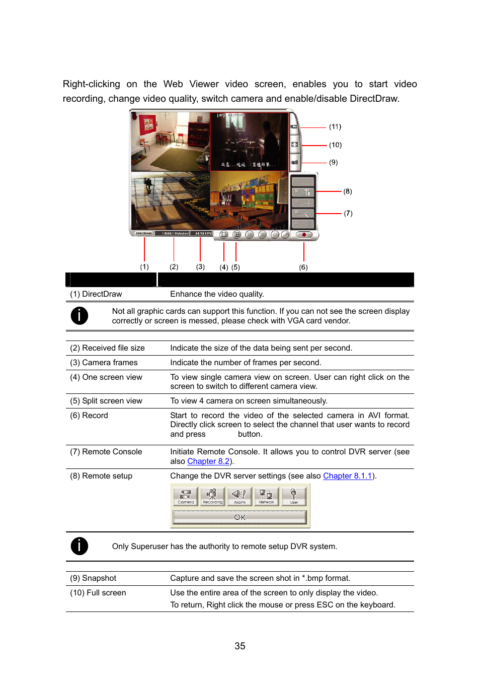 Familiarizing the web viewer buttons, 1 familiarizing the web viewer buttons | AVerMedia Technologies AVERDIGI EB1304 User Manual | Page 41 / 56