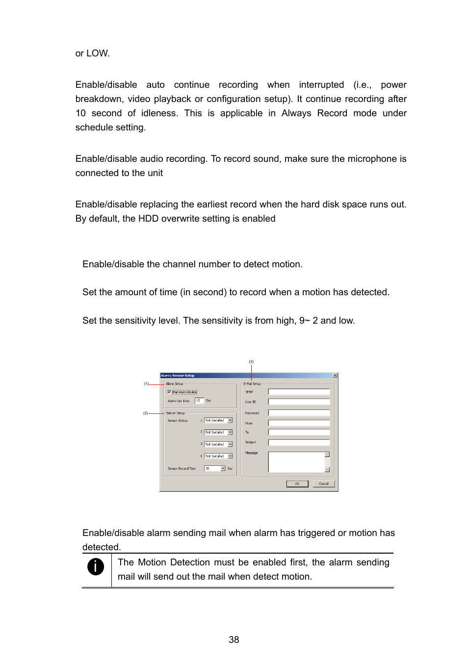 3 alarm/sensor setup | AVerMedia Technologies AVERDIGI EB1304 User Manual | Page 44 / 56