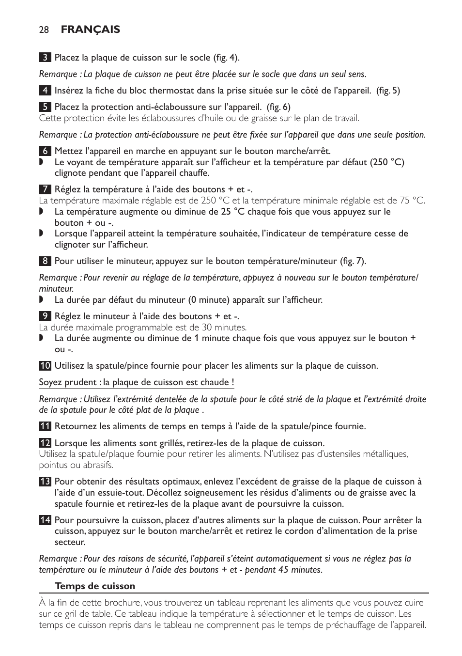 Temps de cuisson | Philips Pure Essentials Collection Gril de table User Manual | Page 28 / 68