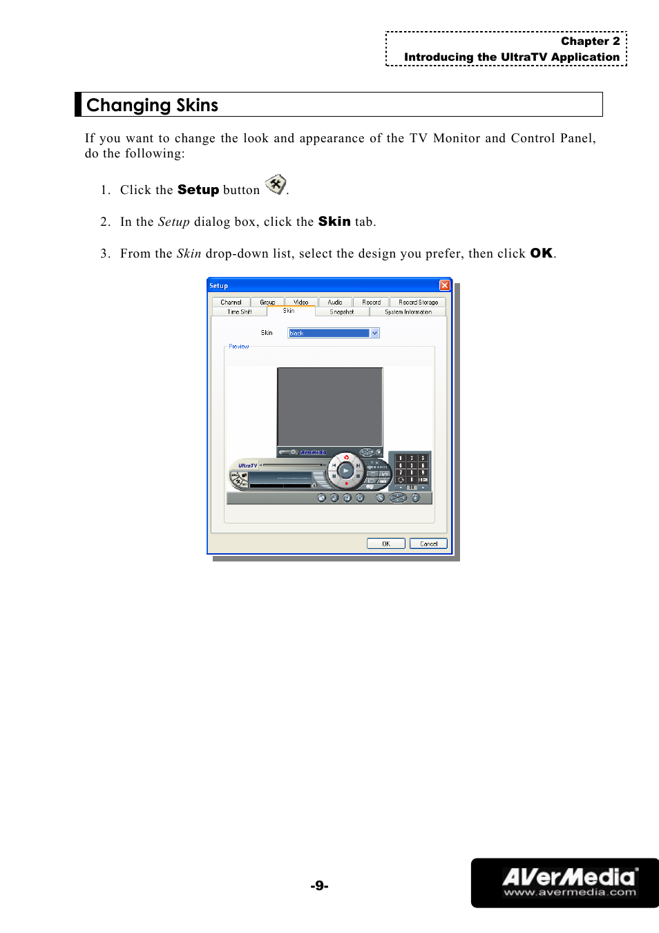 Changing skins | AVerMedia Technologies 1500 MCE User Manual | Page 13 / 58