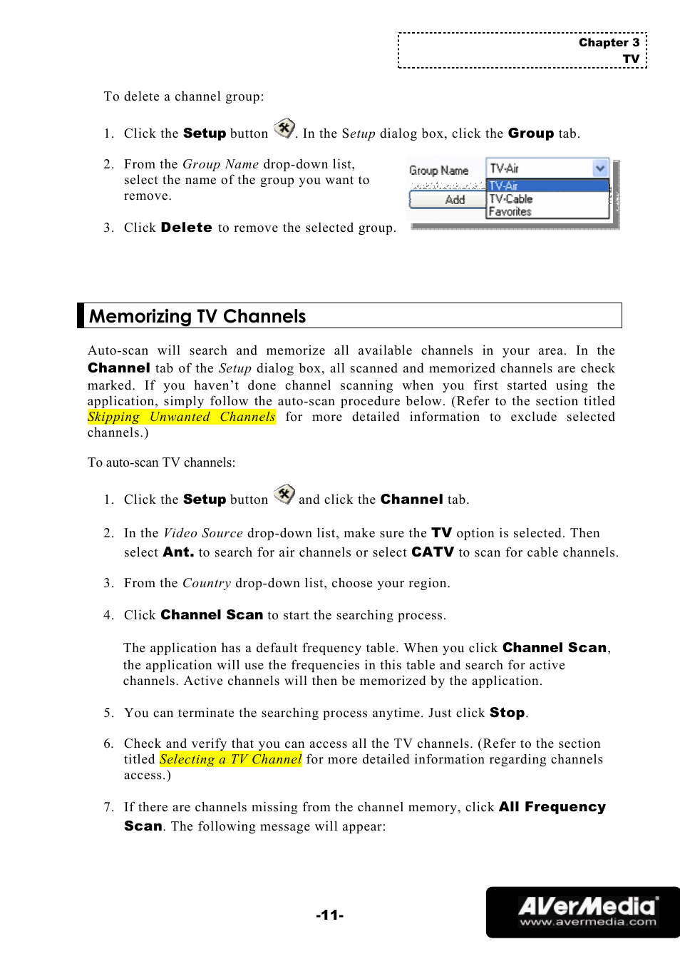 Memorizing tv channels | AVerMedia Technologies 1500 MCE User Manual | Page 15 / 58