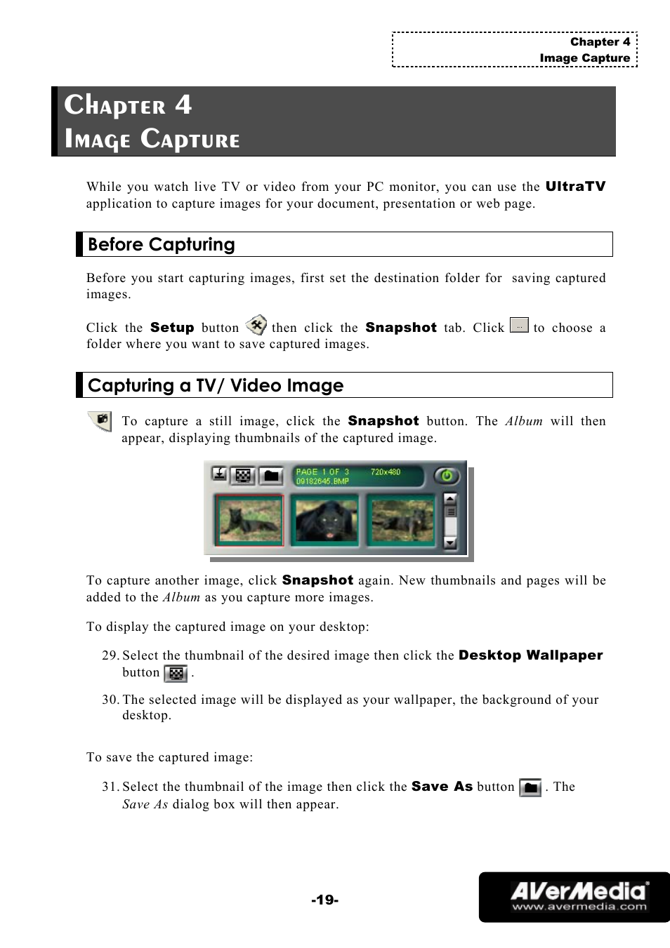 Chapter 4 image capture, Before capturing, Capturing a tv/ video image | AVerMedia Technologies 1500 MCE User Manual | Page 23 / 58