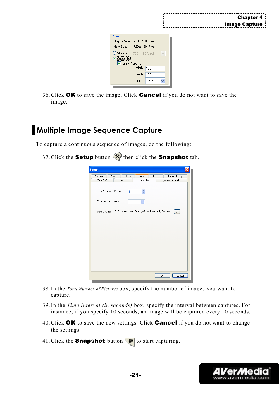 Multiple image sequence capture | AVerMedia Technologies 1500 MCE User Manual | Page 25 / 58