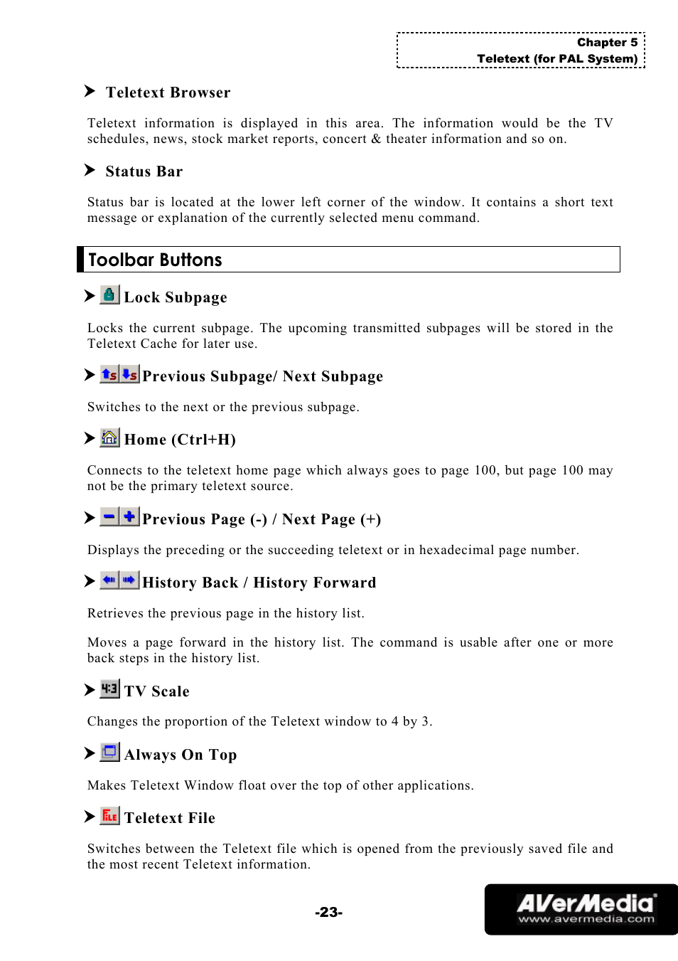 Toolbar buttons | AVerMedia Technologies 1500 MCE User Manual | Page 27 / 58