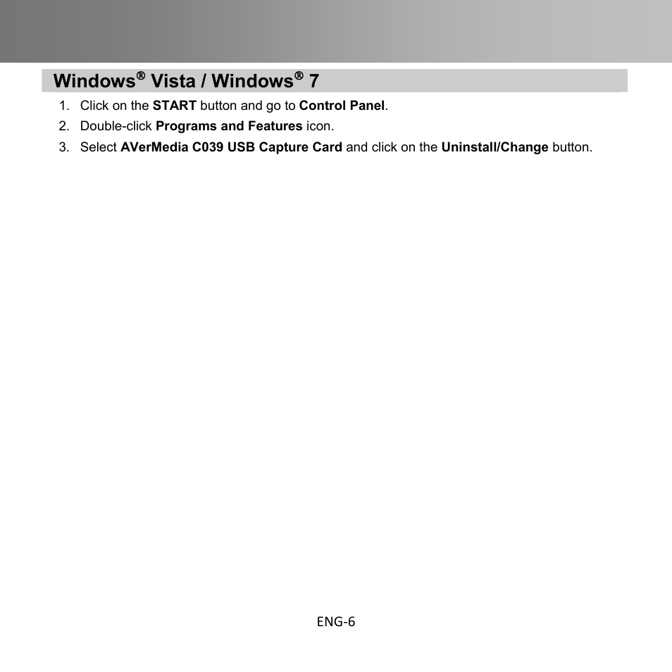 Windows, Vista / windows | AverMedia C039 User Manual | Page 10 / 72