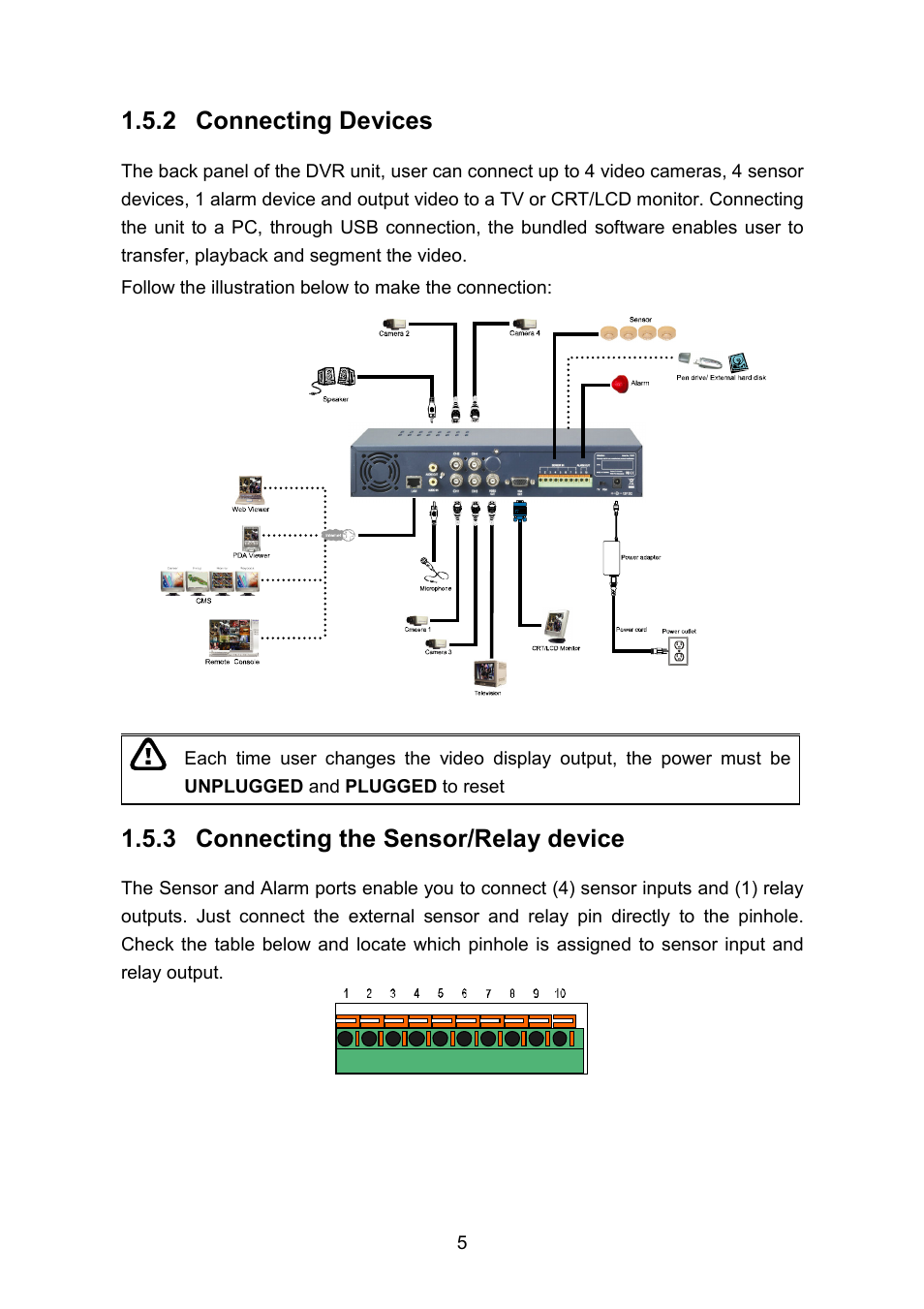 2 connecting devices, 3 connecting the sensor/relay device | AVerMedia Technologies EB1304 NET User Manual | Page 11 / 56