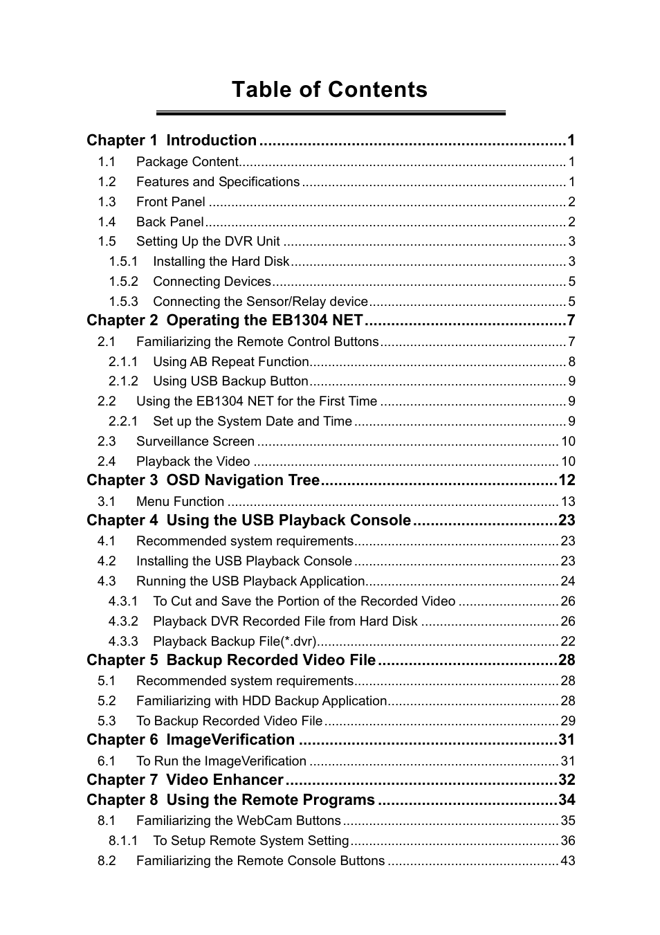 AVerMedia Technologies EB1304 NET User Manual | Page 4 / 56