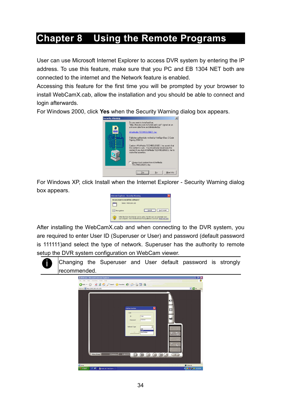 Chapter 8 using the remote programs | AVerMedia Technologies EB1304 NET User Manual | Page 40 / 56
