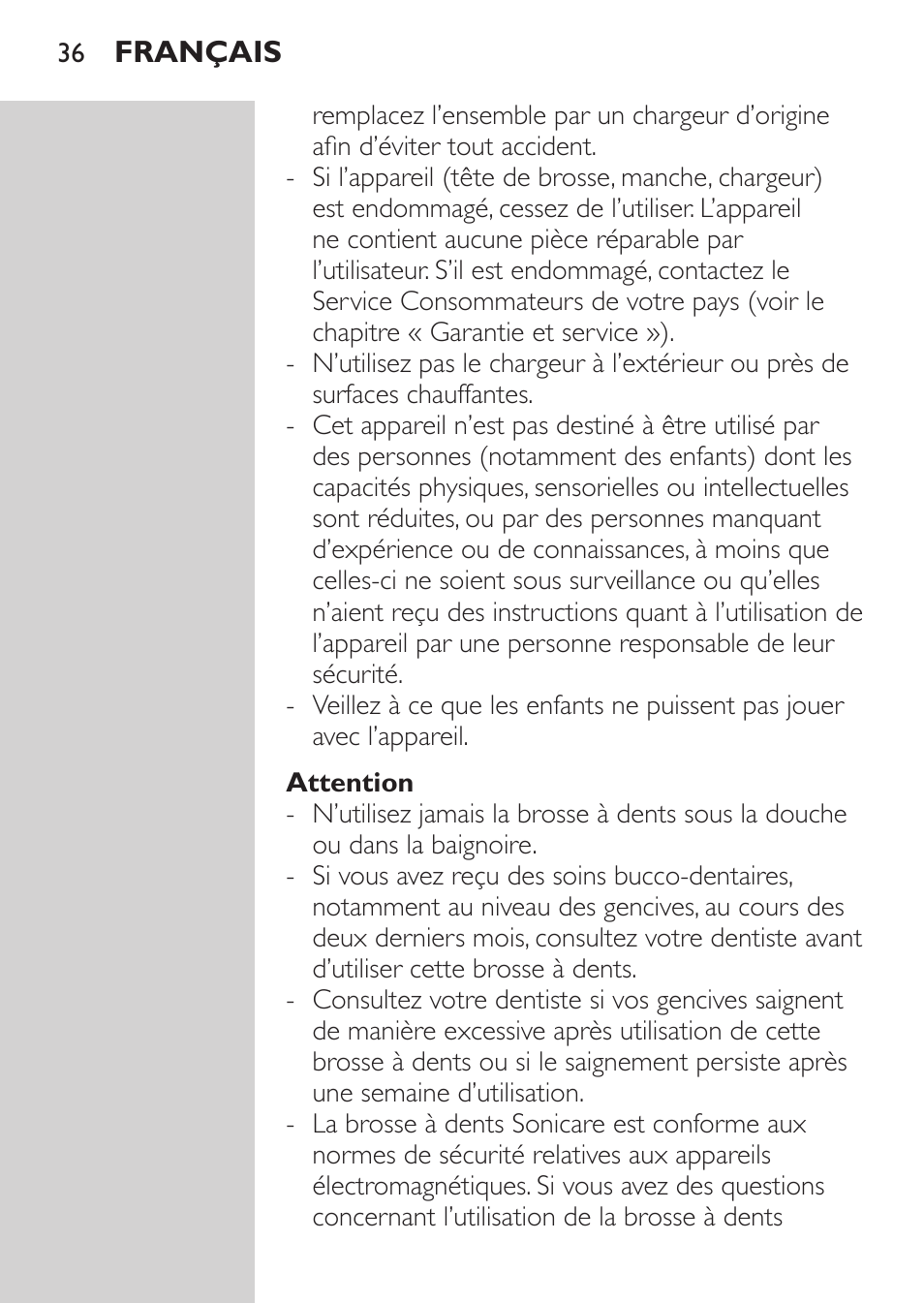 Philips Sonicare CleanCare Brosse à dents sonique rechargeable User Manual | Page 36 / 88