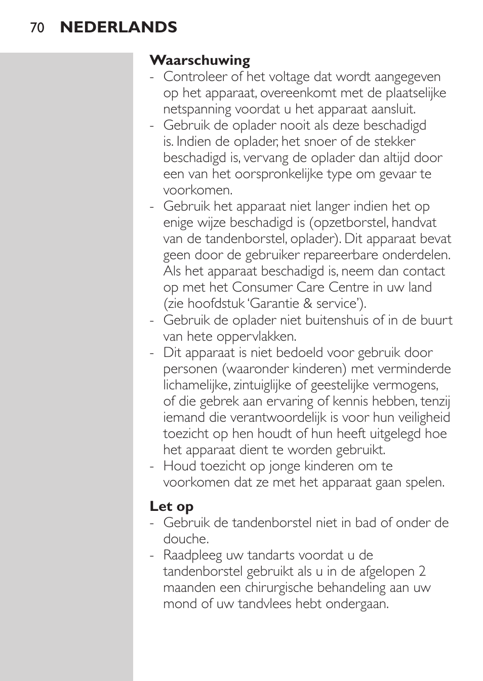 Philips Sonicare CleanCare Brosse à dents sonique rechargeable User Manual | Page 70 / 88