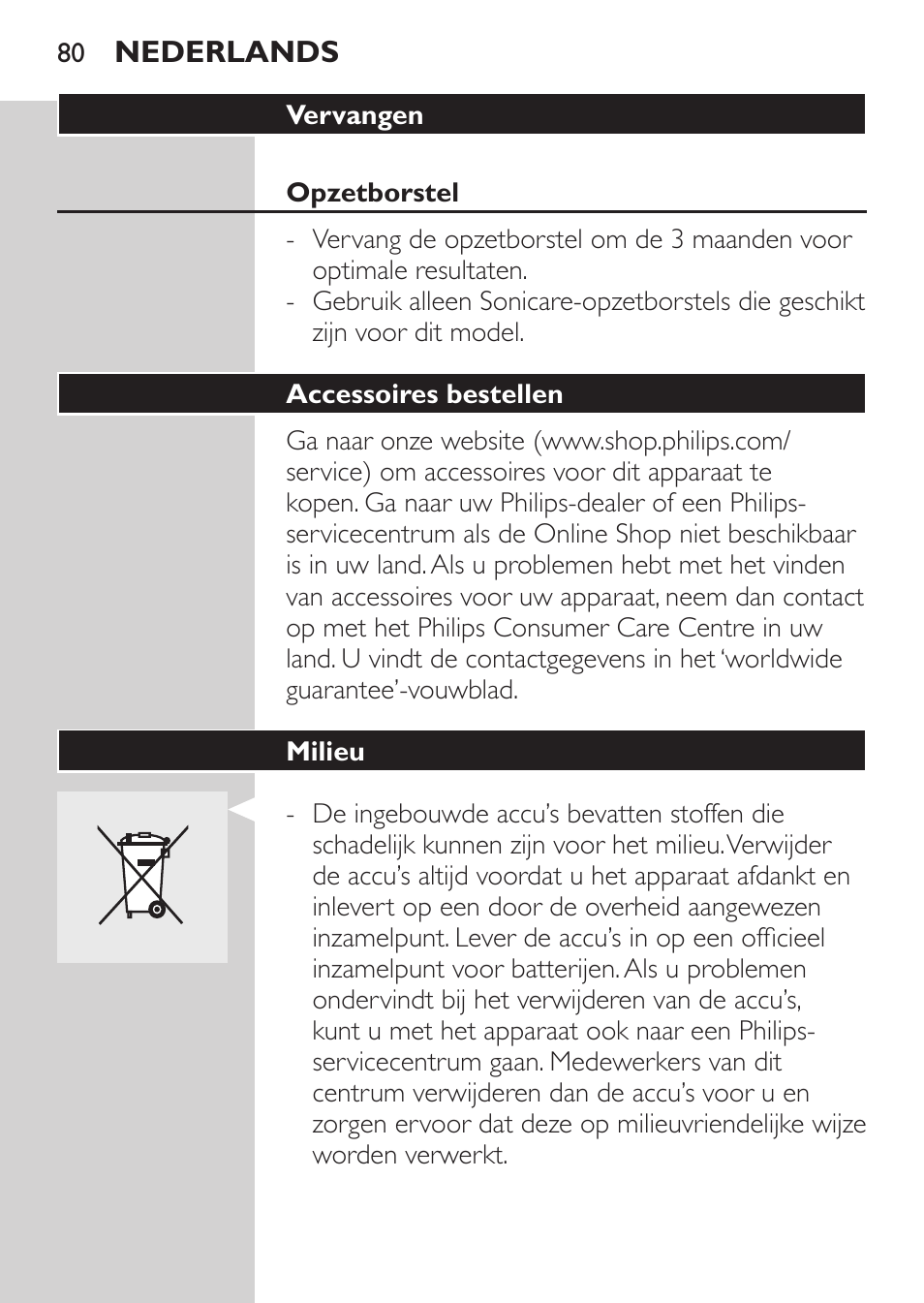 Philips Sonicare CleanCare Brosse à dents sonique rechargeable User Manual | Page 80 / 88