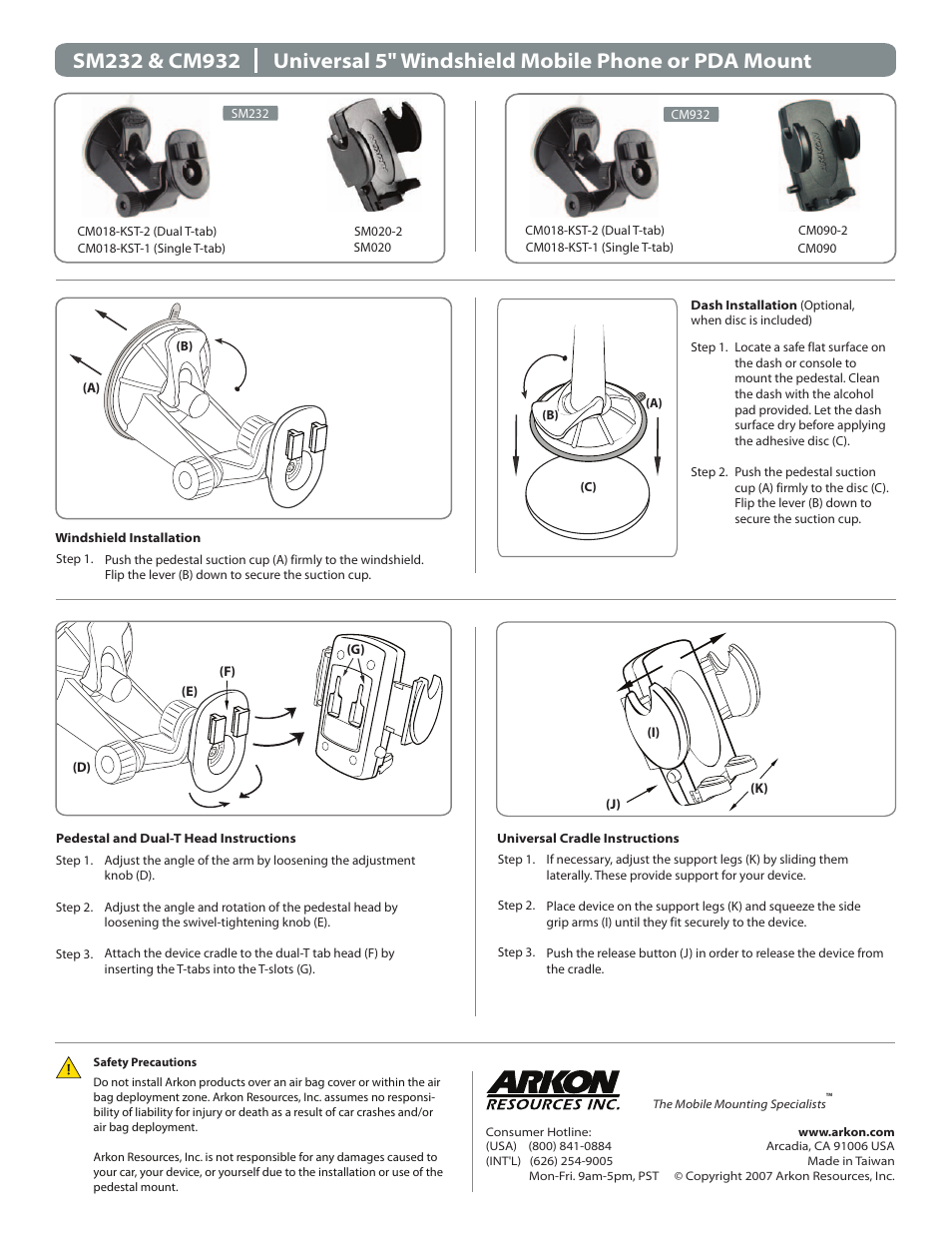 Arkon CM932 User Manual | 1 page