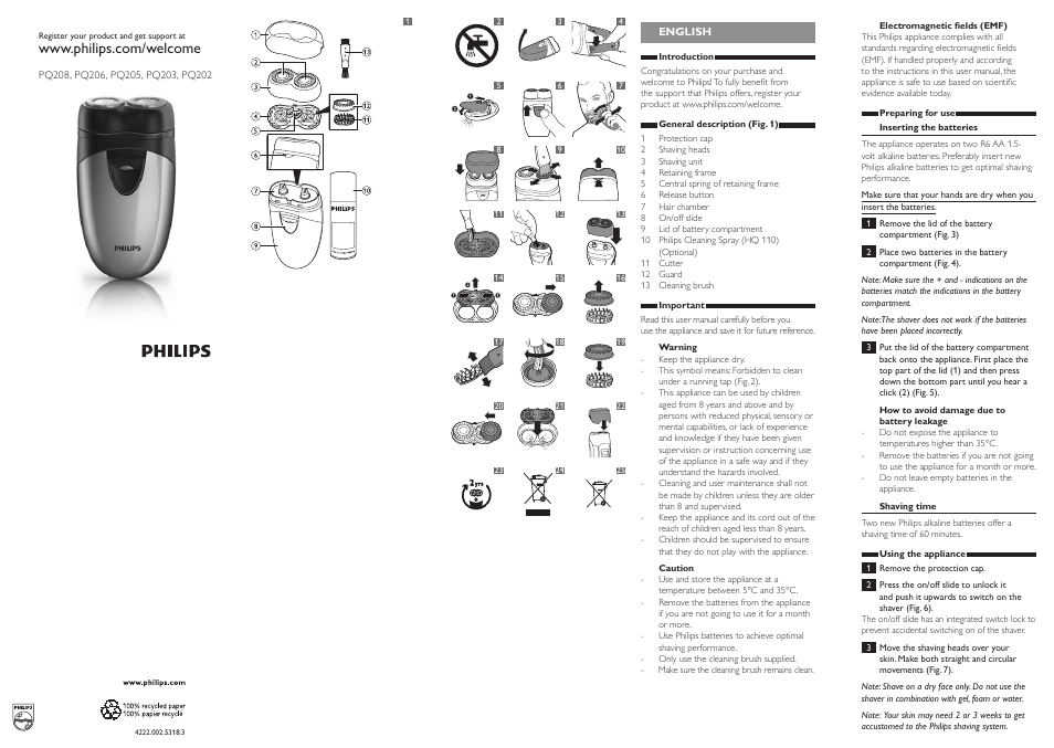 Philips Rasoir électrique User Manual | 8 pages