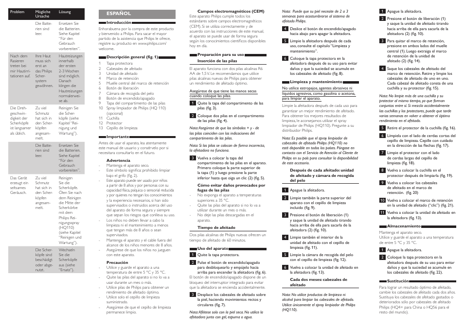 Philips Rasoir électrique User Manual | Page 4 / 8