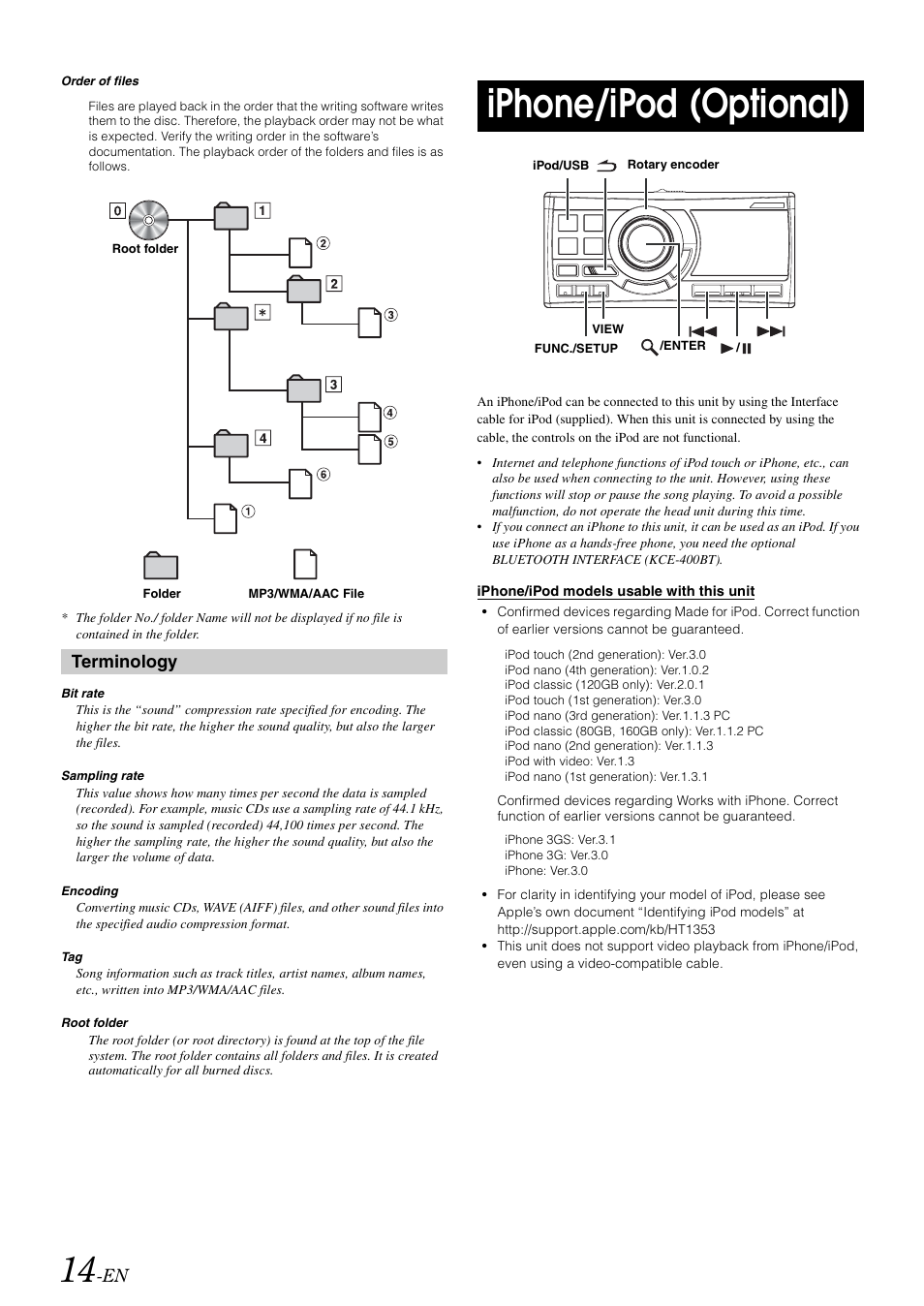 Iphone/ipod (optional), Terminology | Alpine CDA-118M User Manual | Page 16 / 51